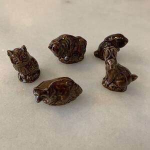 Lot of 5 Wade Red Rose Tea Porcelain Figurines 2 Rabbits, Raccoon, Buffalo, Owl